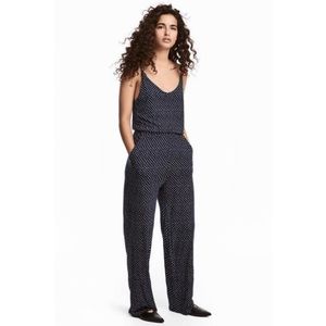 H&M Jersey Jumpsuit Black and White Polkadots